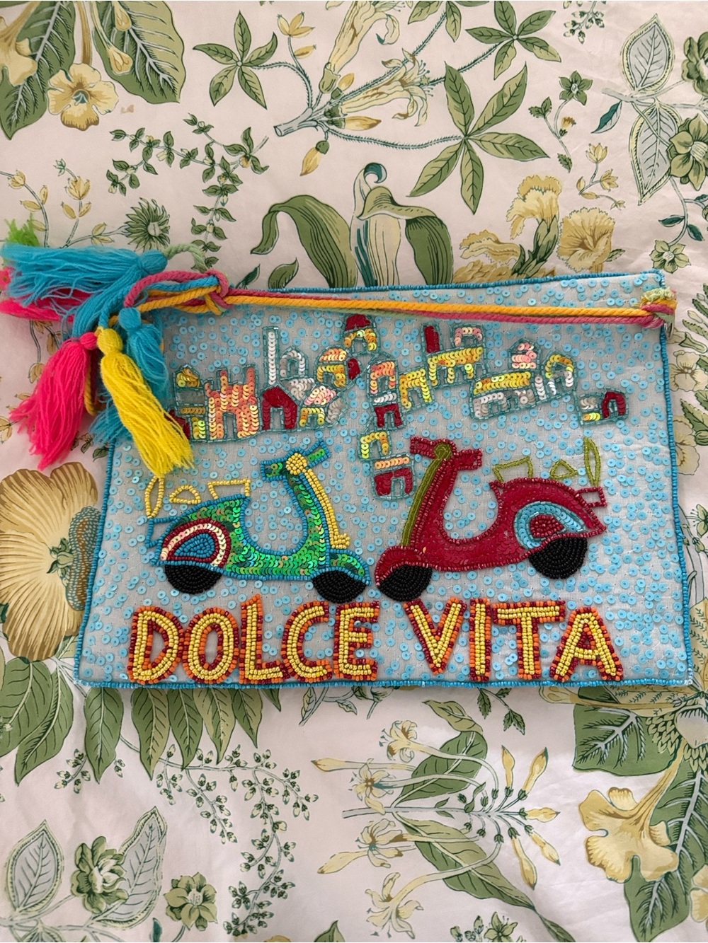 Antica Sartoria Beaded 'Dolce Vita' Scooter Clutch with Tassels